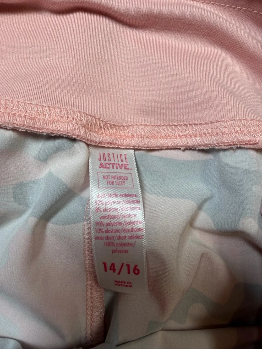 Justice Pink and Gray Camo Athletic Shorts